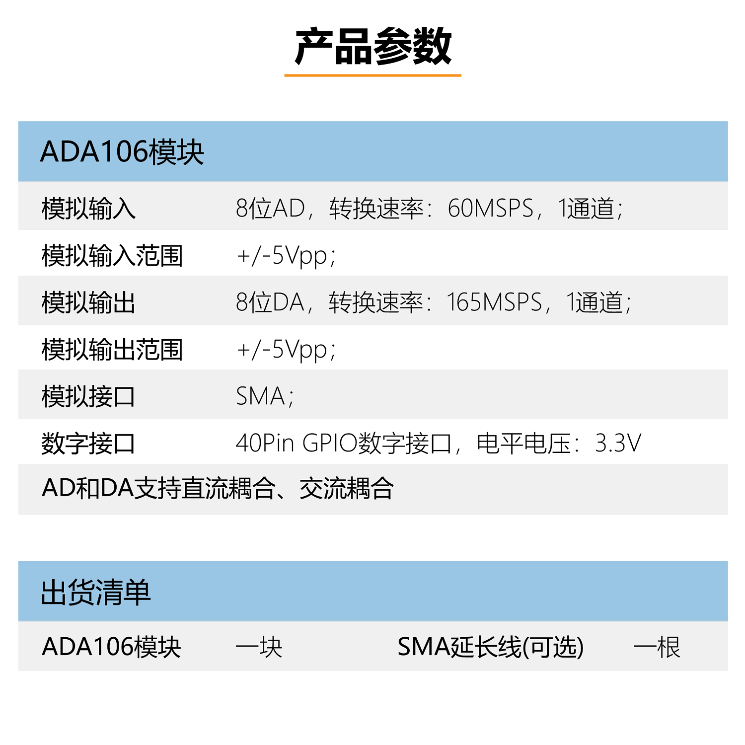 高速AD DA子卡 配套 FPGA 微相开发板 ADA106 - 图2