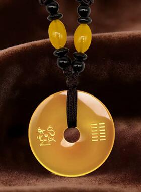 黄水晶麒麟平安扣非金属仿水晶