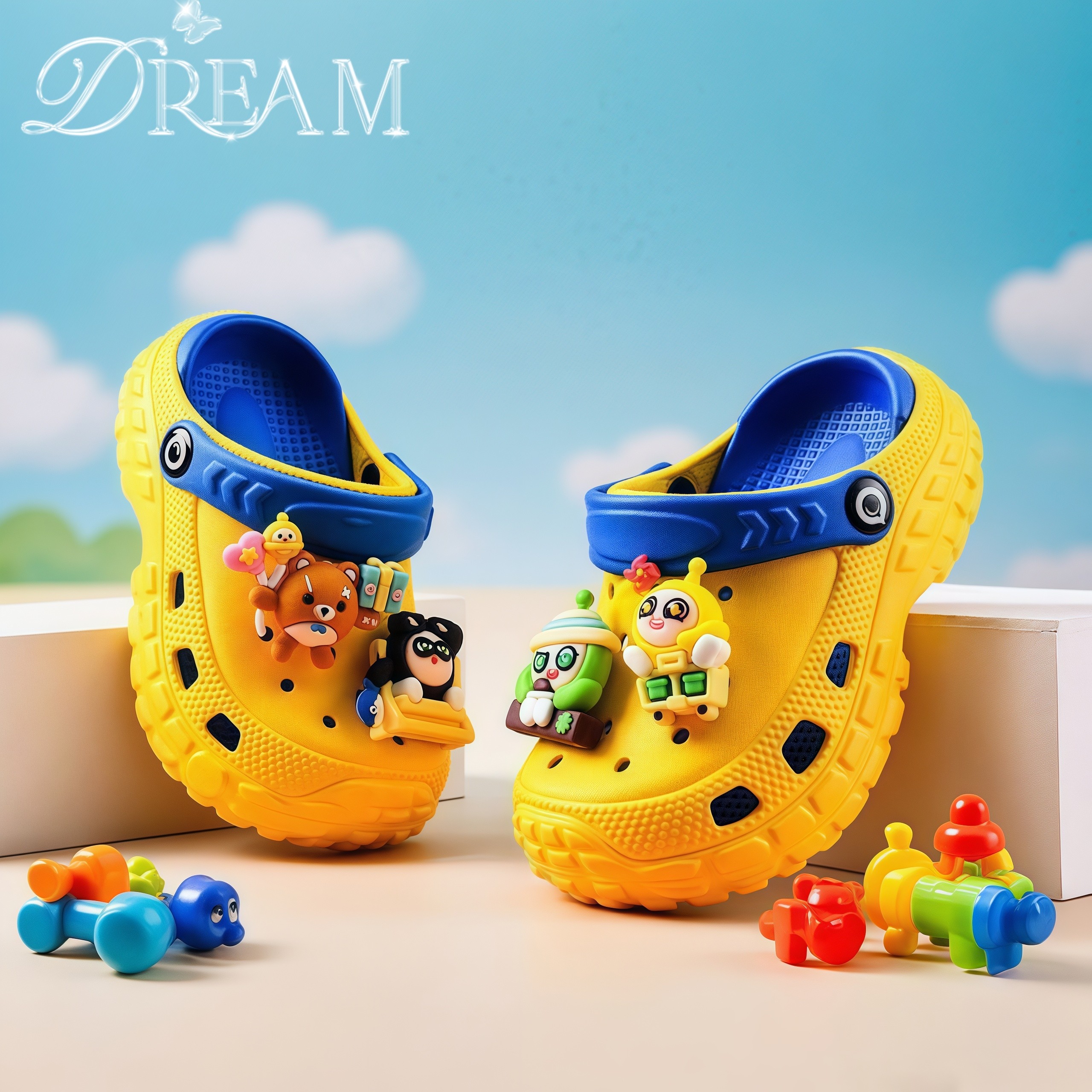 夏季儿童中大童洞洞鞋卡通蛋仔户外厚底耐磨室内防滑休闲透气舒适,淘宝优惠券,粉丝福利购,淘宝优惠卷