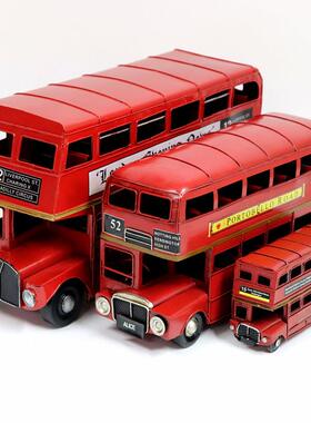 英伦覆古家居装饰品摆设客厅电视柜酒柜摆件铁皮老爷车模巴士模型