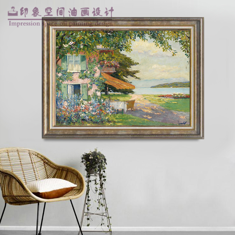 莫奈纯手绘油画美式欧式餐厅装饰画客厅田园风景印象世界名画挂画 - 图1