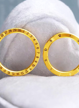 诗瑞源女款足金黄金数字时钟戒指