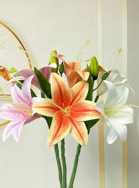 仿真花假花百合花束客厅餐桌装饰摆设花束摆件