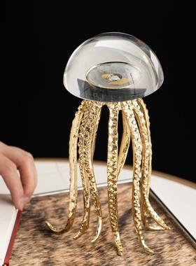 艺贝子高档轻奢风创意水母摆饰金属海洋艺术主题摆件客厅家居装饰