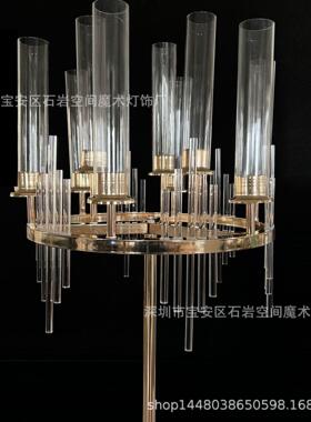 新款婚庆铁艺九头烛台婚礼主桌节日布置装饰酒店道具用品金色蜡台