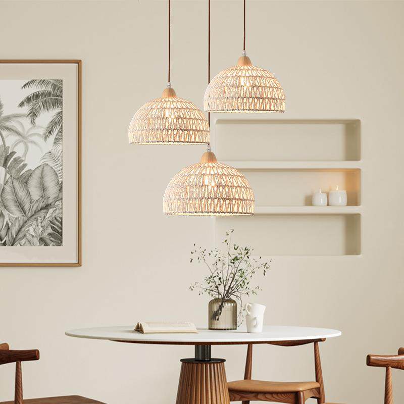 复古民宿卧室阳台藤艺麻绳灯具日式原木奶油风餐厅简约吧台小吊灯,淘宝优惠券,粉丝福利购,淘宝优惠卷