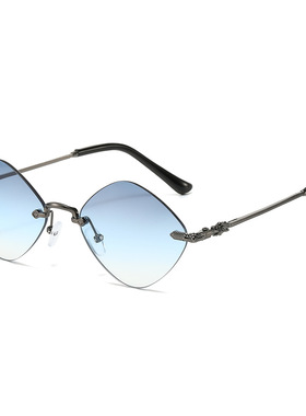 英国coopkoop新时尚个性无框太阳镜女防紫外线菱形小框墨镜街头