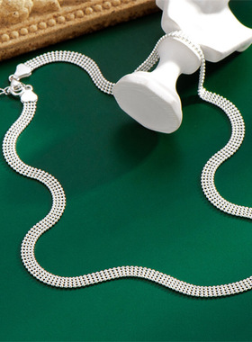 英国coopkoop925银重工波光粼粼手链项链韩风银色宽版手皮带车花