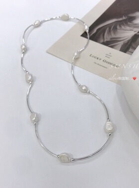 英国CoopKoop法式小复古ins巴洛克淡水珍珠三层银管弹力手串925