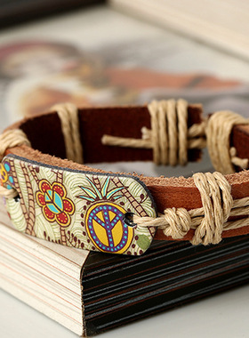 时尚手环男女学生简约手工编织牛