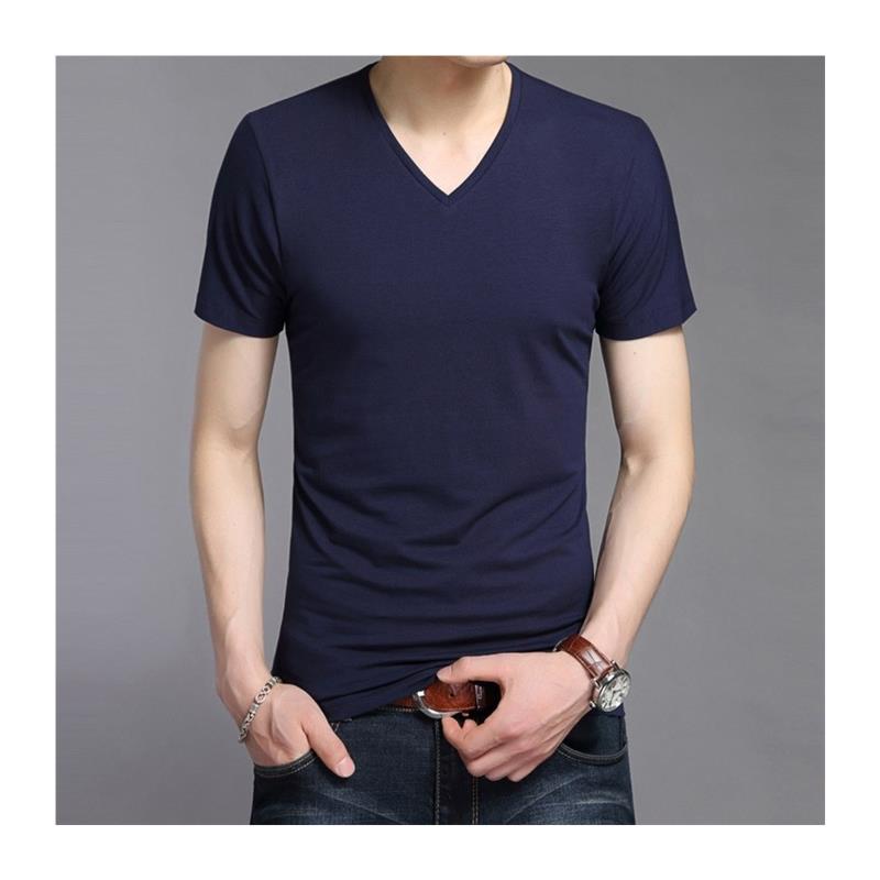 5XL large V-neck short sleeves Men summer breathable T-shirt - 图2