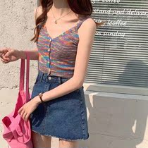 Milky Knit Harness Vest Woman Inner Hitch Design Sensation Outside Wearing Summer 2023 New Short Hit Bottom Blouse