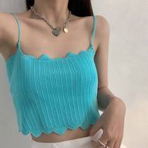 2023 Summer new truffle 100 hitch short piece of ice silk knit harness small vest woman with sleeveless bottom blouses