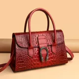 Вместительная и большая сумка на одно плечо, из натуральной кожи, крокодиловый принт, городской стиль