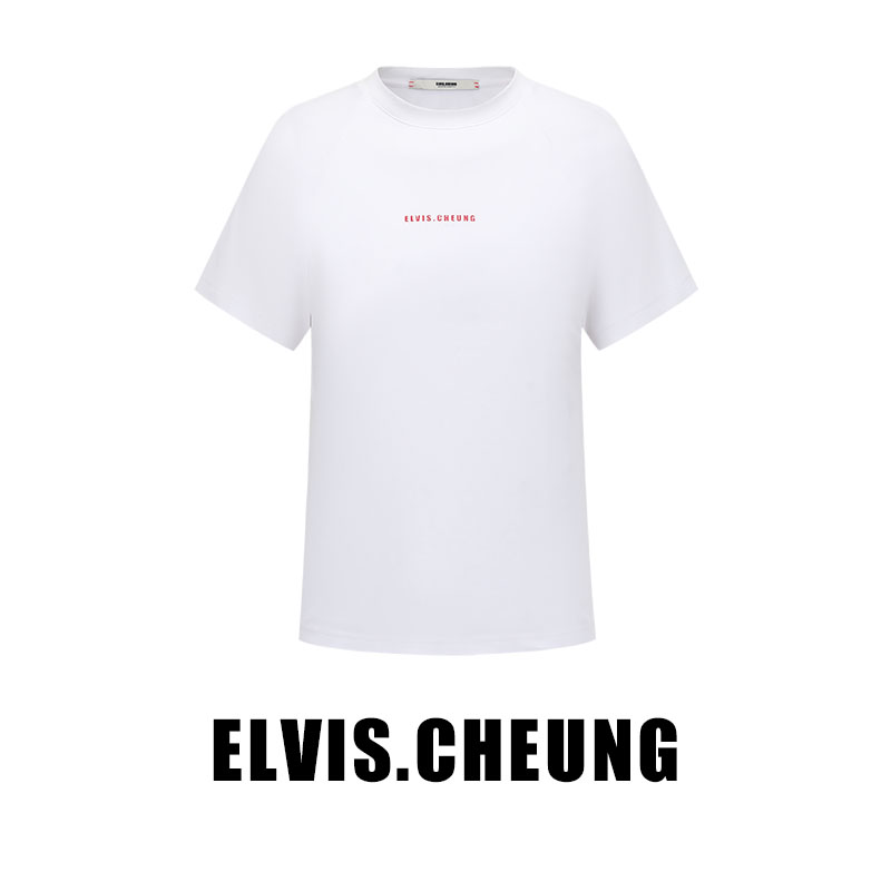 ELVIS.CHEUNG23秋冬新品复古水洗长绒棉插肩多巴胺短袖T恤男女 - 图2