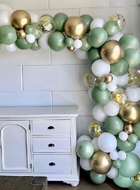 New Olive Green Gold White Latex Balloons,Green And Gold