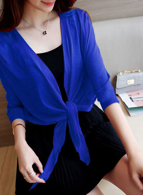 2021 summer new small shawl short coat women's large size th