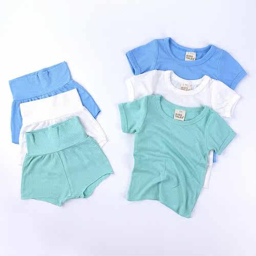 Summer Newborn Baby Girls Boys Clothes Sets Ribbed Cotton Sh - 图3
