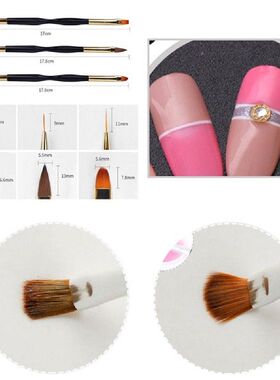 3Pcs Nail Art Pen Brush Acrylic Round Flat Painting Drawing