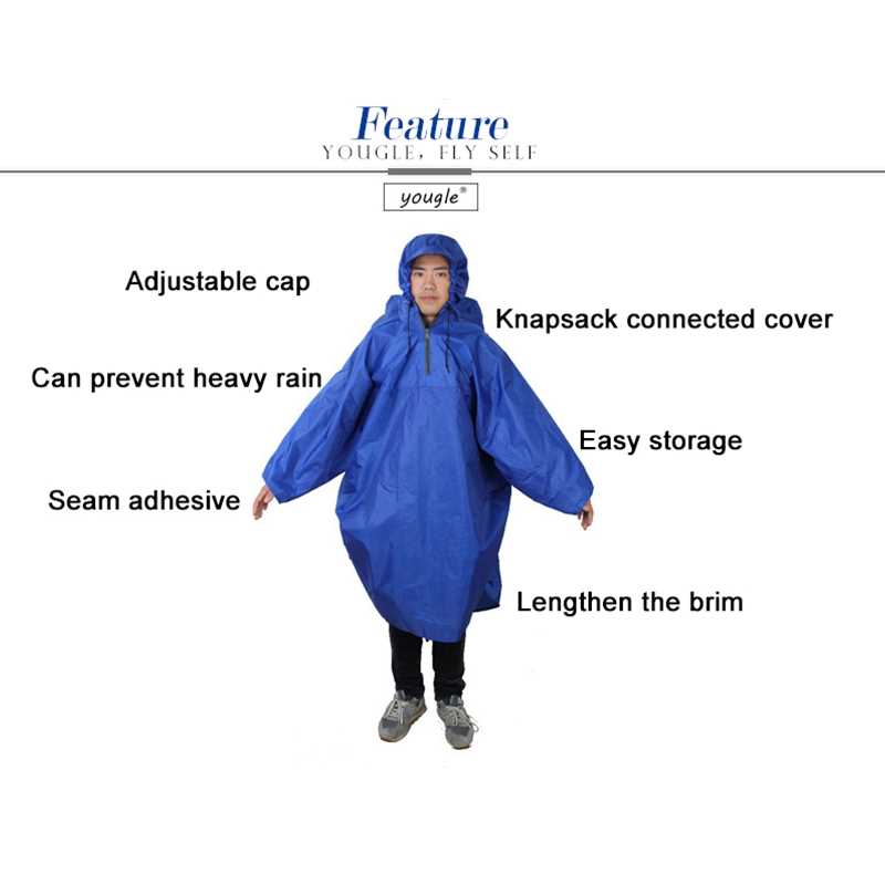 Backpack ver One-piece Raincoat Poncho Rain Cape Outdoor Hik - 图3