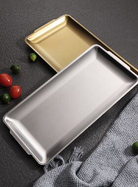 Thick Stainless Steel Gold Serving Plate Restaurant Fish