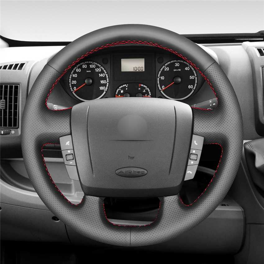 Black PU Leather Car Steering Wheel ver for Fiat Ducato 2006-图0