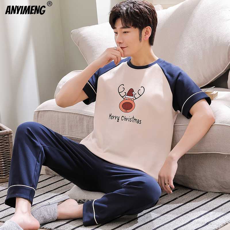 New Fashion 3XL Boy Leisure Pijama Summer Men's Pajamas Set - 图3