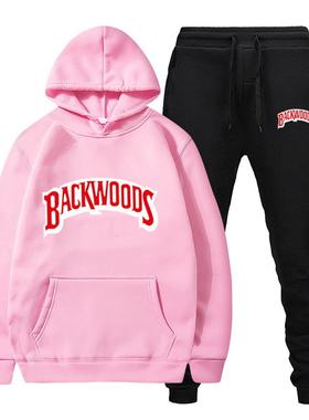 fashion brand Backwoods Men's Set Fleece Hoodie Pant Thick W