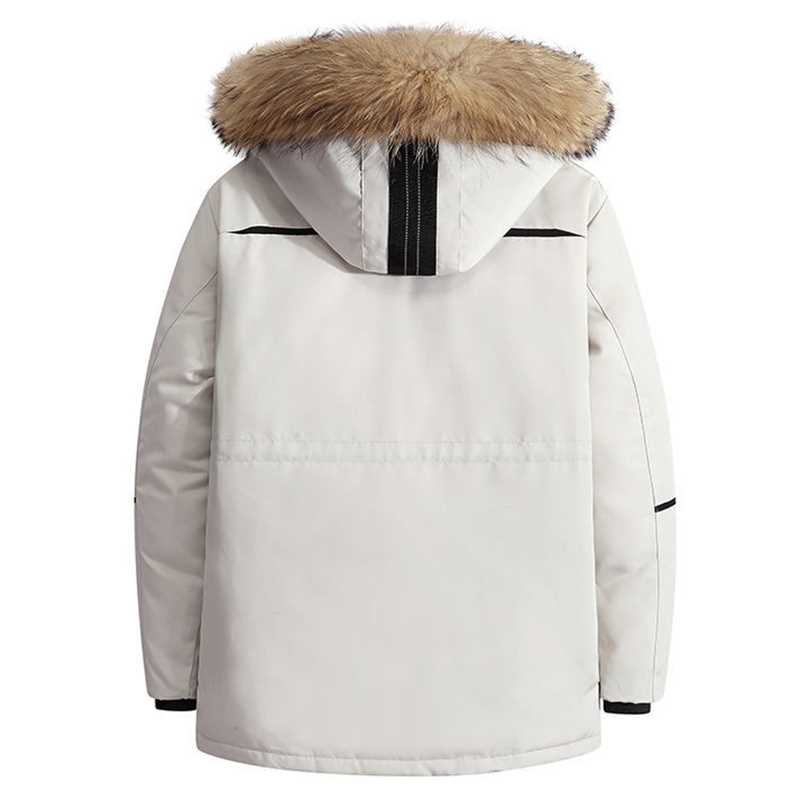 Thicken Men's Down Jacket With Big Real Fur Collar Warm Park - 图0