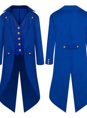 Men's Retro Tailcoat Suit Jacket Gothic Steampunk Long Jacke