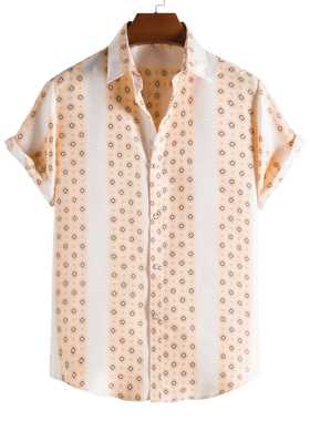 New short-sleeved casual shirt men's flower print beach top