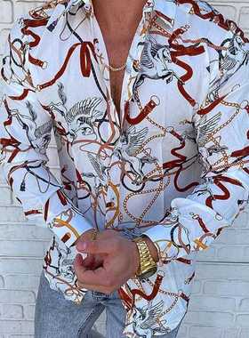 New Poker print men's long sleeved shirt men casual shirt Ha