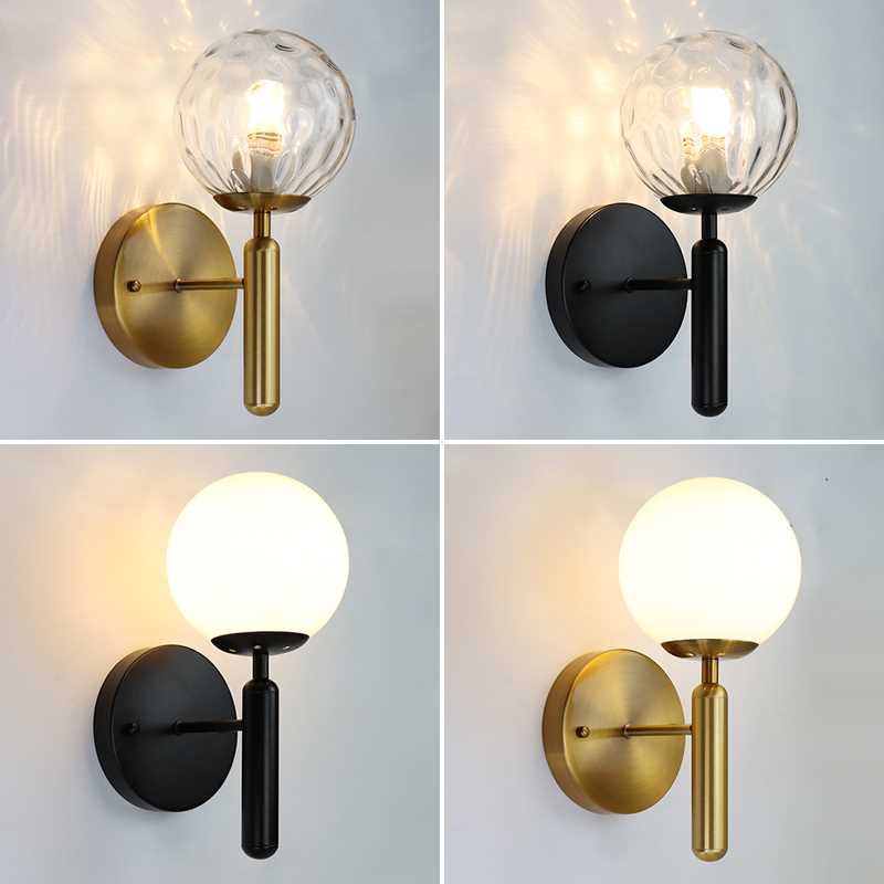 Nordic Modern Wall Lamp Beside Bedroom Glass Ball LED Wall L - 图0