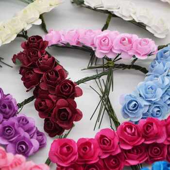 72Pcs/lot 2CM Multicolor Paper ດອກໄມ້ທຽມ Mini Rose