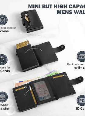 Card Holder Wallet Slim Minimalist Pop Up Leather Men Walle