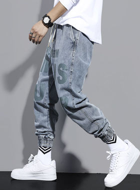 Jeans Men's Loose Stylish Motorcycle Style Korean Harlan All