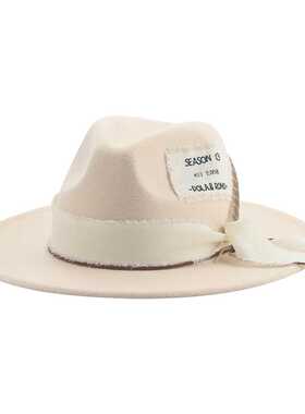 Hats for Women Felted Fedoras Western Cowboy Hat Feather Ban