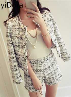 WOMEN'S SUIT 2022 SPRING TWEED 2 PIECE SET WOMEN SLIM PLAID