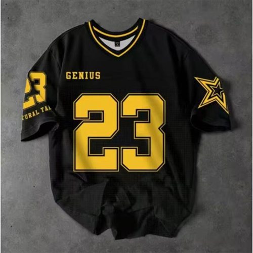 美式男夏季短袖男女休闲T恤街头风格涤纶3d印花t恤V领时尚上衣 - 图0