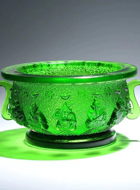 琉璃五路财神聚宝盆招财摆件