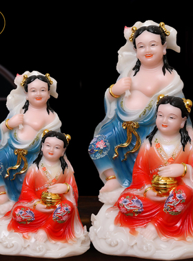 合二圣二仙神像树脂汉白玉工艺品夫妻和睦供奉家用祝福礼品摆件12