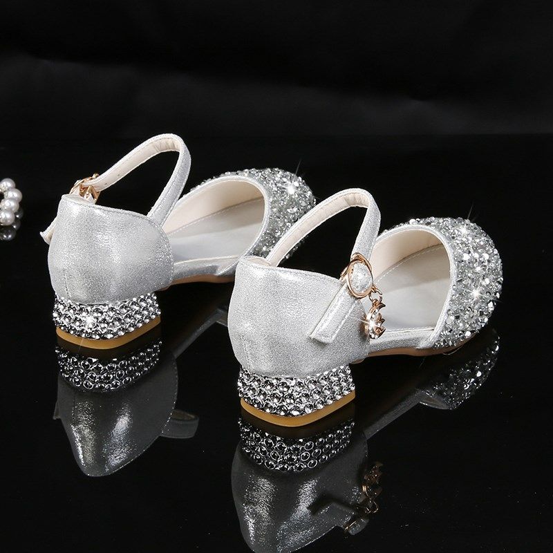 女童高跟鞋皮鞋公主鞋银色女孩走秀钢琴配礼服舞台演出儿童水晶鞋,淘宝优惠券,粉丝福利购,淘宝优惠卷
