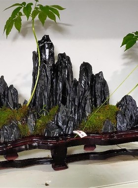 风水石天然原石长辈送礼孤品灵璧奇石真石书柜新中式摆件背有靠山