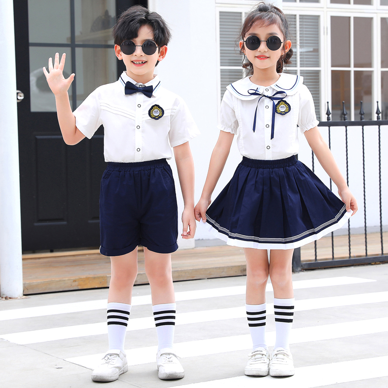 幼儿园园服夏装小学生班服夏季校服套装英伦学院风儿童毕业照服装