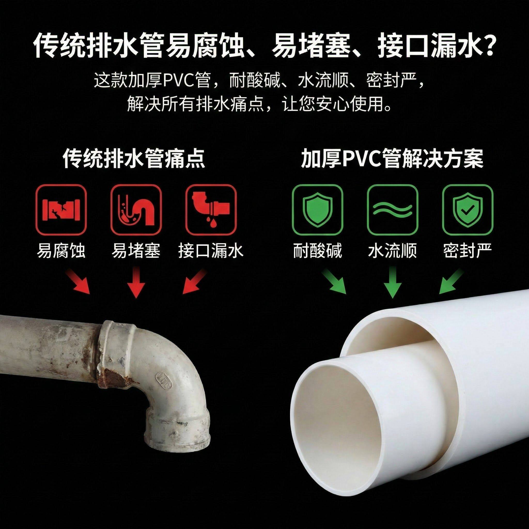 4米长PVC管排水管50 75 110 160 200mm加厚下水管道塑料管材管件,淘宝优惠券,粉丝福利购,淘宝优惠卷