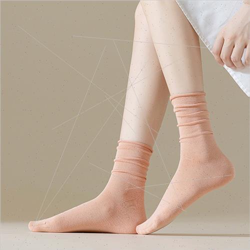 Stacked socks women mid-calf socks spring autumn cotton bone - 图1