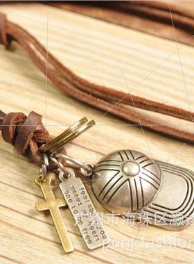 Korea cowhide rope necklace student jewelry men women long s