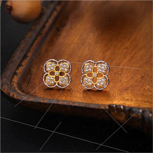 925 silver retro court four-leaf clover earrings female ins-图0