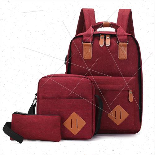 Three Piece Shoulder Bag Men USB Charging Backpack Casual Co-图2