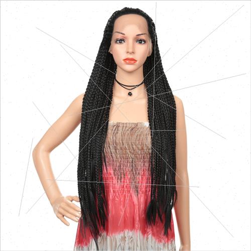 30 Inch Three Strand Braid Headpiece Front Lace Wig African-图0